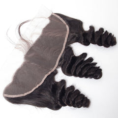 13X4 Lace Frontal Loose Wave Swiss Lace #1B Natural Black 8-20inch 100% Virgin Human Hair