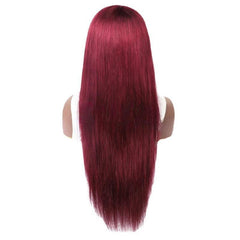 Colored Wig with Bang 150% Density Straight Human Hair Wig 10-32 Inch 99J Color