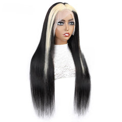 Colored Wig 150% Density Straight Human Hair Wig 16-28 Inch #1B/613 Color