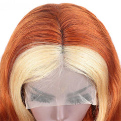 Colored Wig 150% Density Straight Human Hair Wig 16-28 Inch Ginger/613 Color