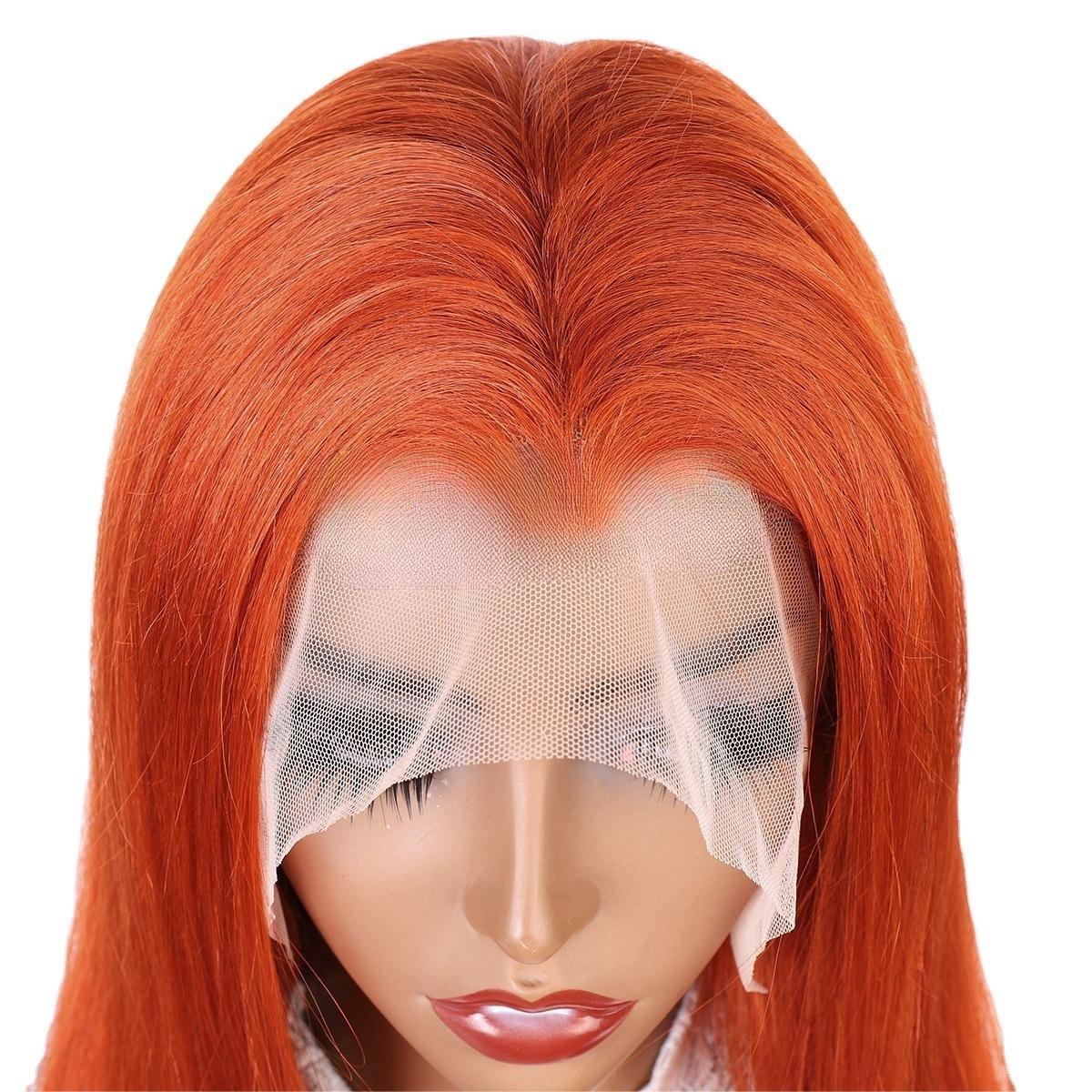 Colored Wig 150% Density Straight Human Hair Wig 16-30 Inch Ginger Color