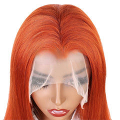 Colored Wig 150% Density Straight Human Hair Wig 16-30 Inch Ginger Color