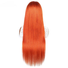 Colored Wig 150% Density Straight Human Hair Wig 16-30 Inch Ginger Color