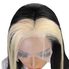 Colored Wig 150% Density Straight Human Hair Wig 16-28 Inch #1B/613 Color