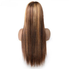 Colored Wig 150% Density Straight Human Hair Wig 16-30 Inch P4/27 Highlight Color
