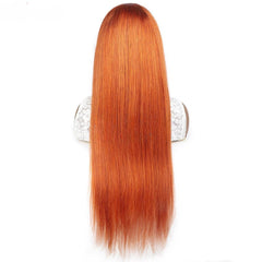 Colored Wig 150% Density Straight Human Hair Wig 16-28 Inch Ginger/613 Color