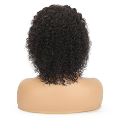 Summer Pixie Wig 150% Density Curly Human Hair Wig 8-14 Inch #1B Natural Color U8007