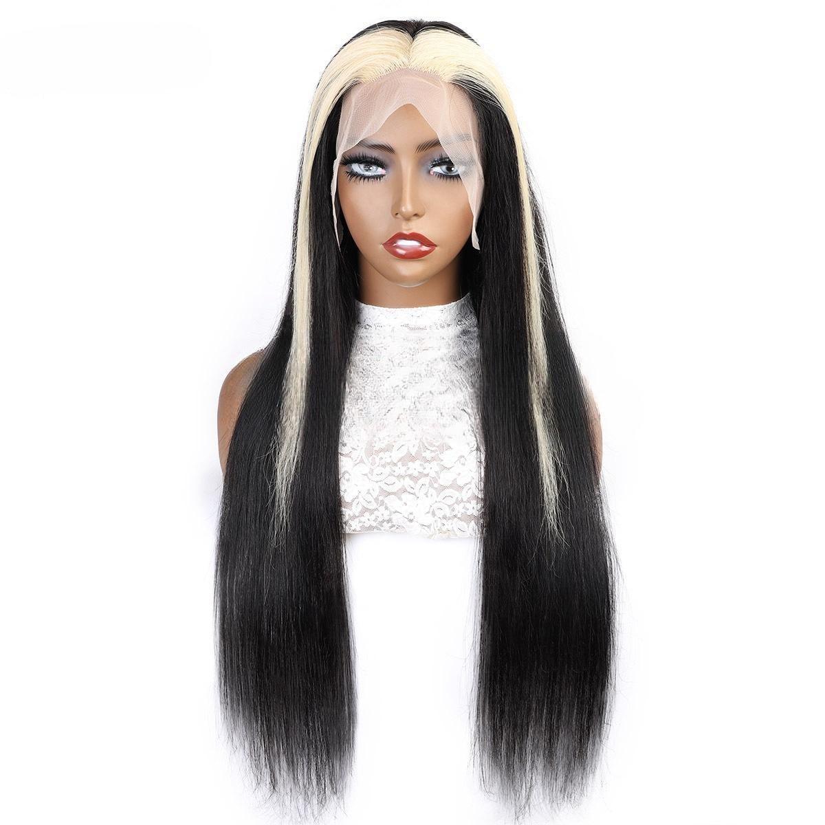 Colored Wig 150% Density Straight Human Hair Wig 16-28 Inch #1B/613 Color