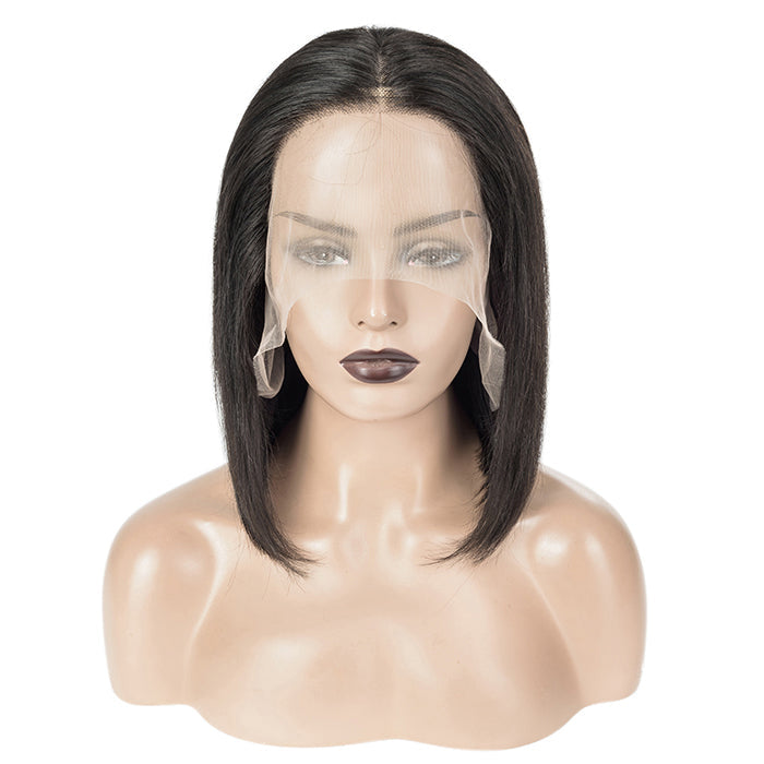 13X4 BOB Wig 150% Density All Textures Human Hair Wig 10-14 Inch #1B Natural Color