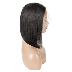 13X4 BOB Wig 150% Density All Textures Human Hair Wig 10-14 Inch #1B Natural Color