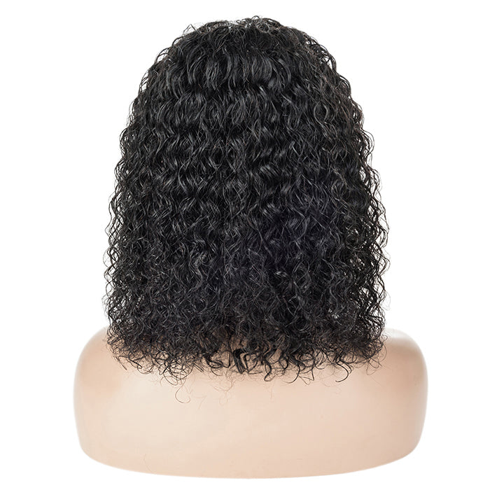 13X4 BOB Wig 180% Density All Textures Human Hair Wig 8-14 Inch #1B Natural Color