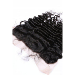 13X4 Lace Frontal Deep Wave Swiss Lace #1B Natural Black 8-20inch 100% Virgin Human Hair