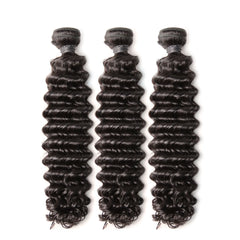 10A Deep Wave Raw Virgin Hair Bundles #1B Natural Black 10-30inch All Cuticles Intact And Aligned