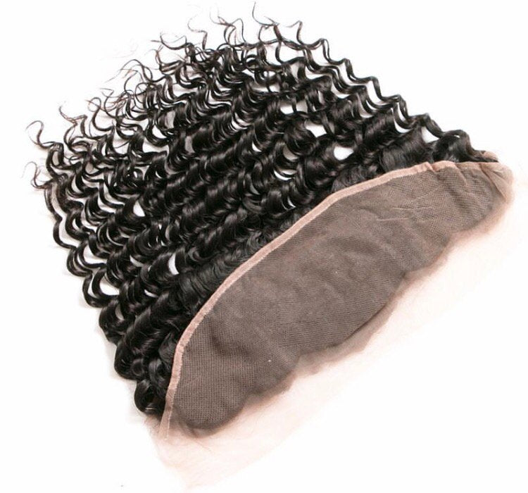 13X4 Lace Frontal Deep Wave Swiss Lace #1B Natural Black 8-20inch 100% Virgin Human Hair