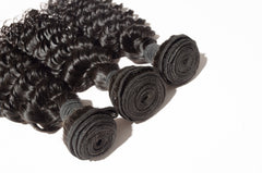 10A Deep Wave Raw Virgin Hair Bundles #1B Natural Black 10-30inch All Cuticles Intact And Aligned
