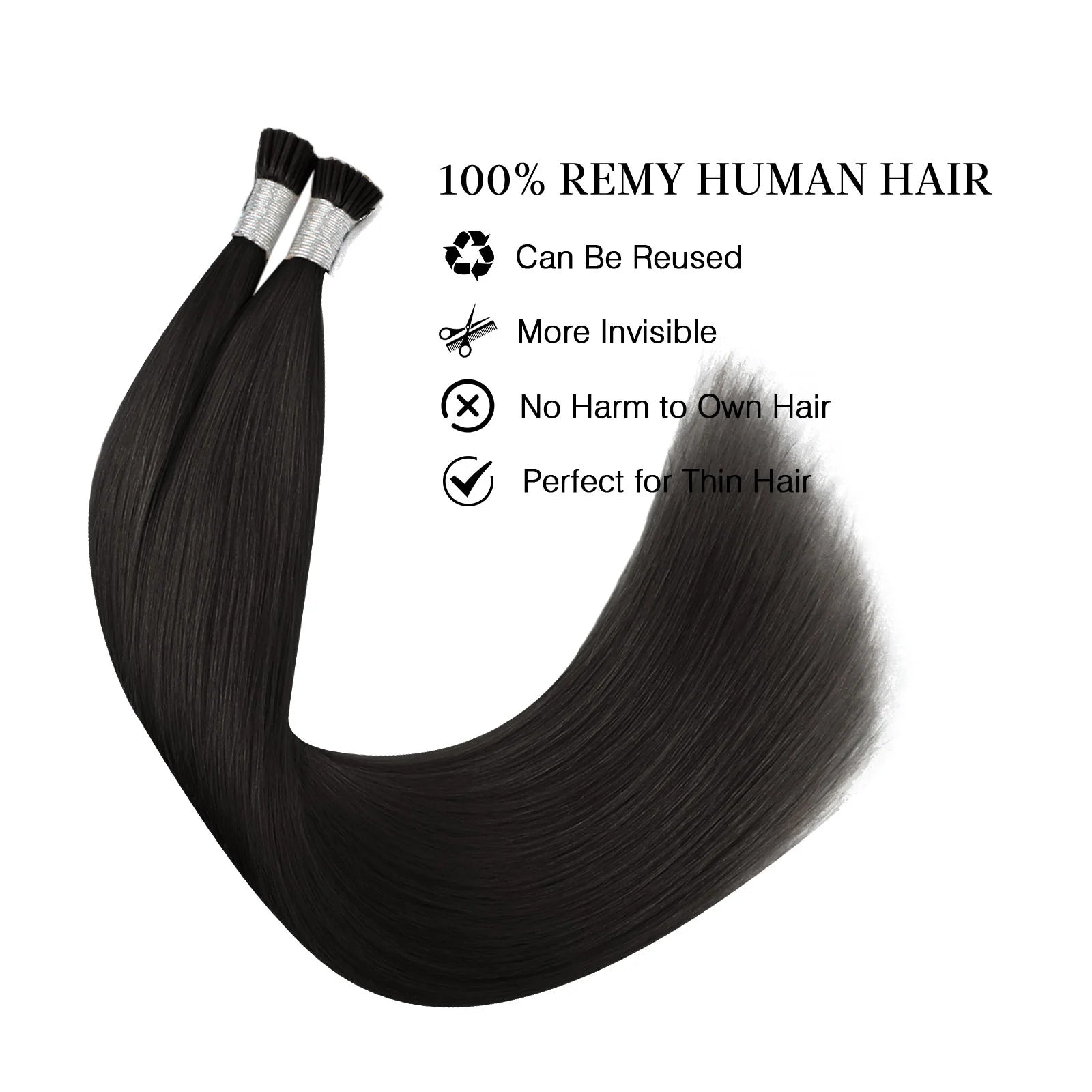 I-tip Hair Extension Raw Virgin Hair Straight 18-26inch Dark and Light Color 100grams