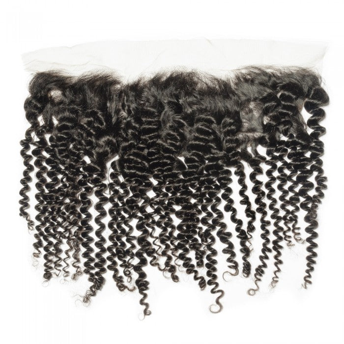 13X4 Lace Frontal Kinky Curly Swiss Lace #1B Natural Black 8-20inch 100% Virgin Human Hair