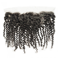 13X4 Lace Frontal Kinky Curly Swiss Lace #1B Natural Black 8-20inch 100% Virgin Human Hair