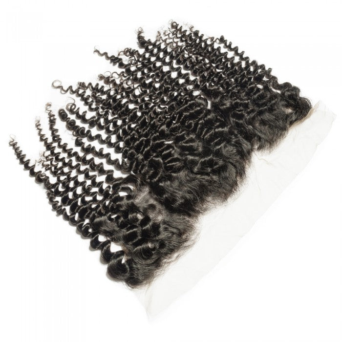 13X4 Lace Frontal Kinky Curly Swiss Lace #1B Natural Black 8-20inch 100% Virgin Human Hair