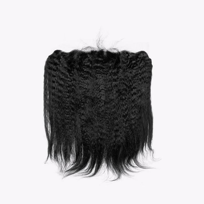 13X4 Lace Frontal Kinky Straight Swiss Lace #1B Natural Black 8-20inch 100% Virgin Human Hair
