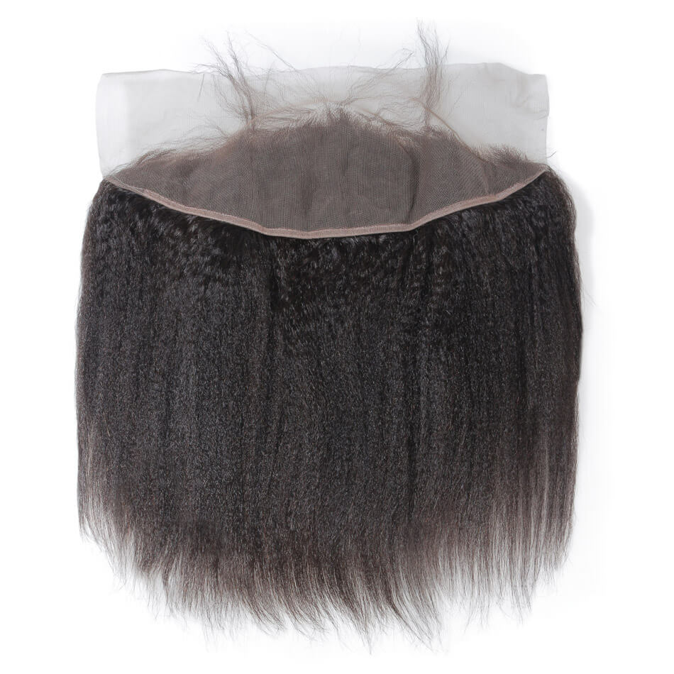 13X4 Lace Frontal Kinky Straight Swiss Lace #1B Natural Black 8-20inch 100% Virgin Human Hair