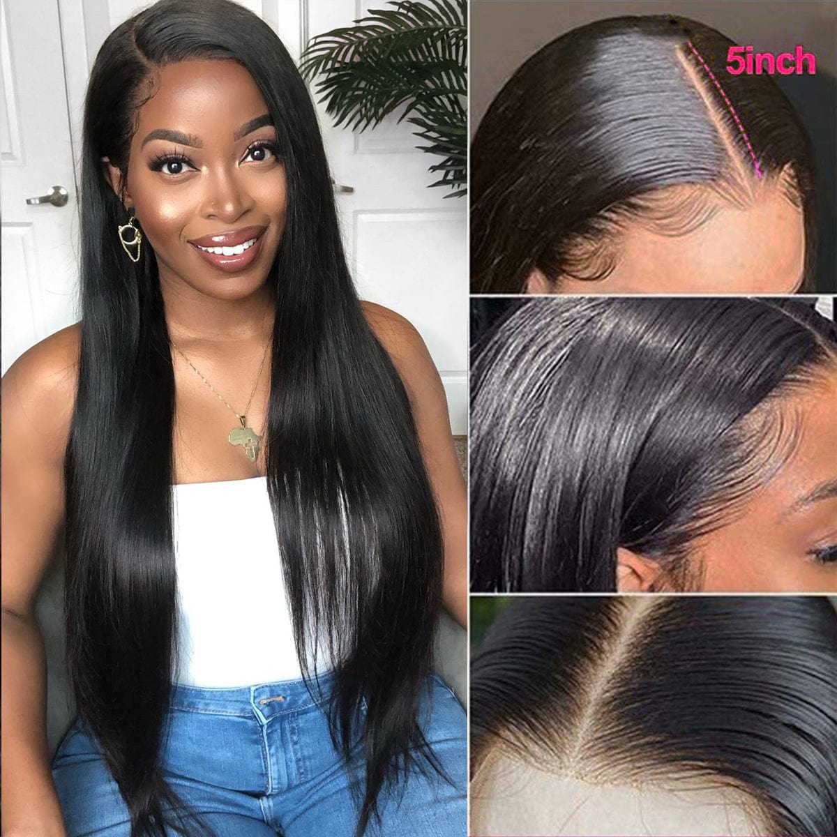 5X5 HD Lace Wig 150% Density All Textures Human Hair Wig 16-30 Inch #1B Natural Color