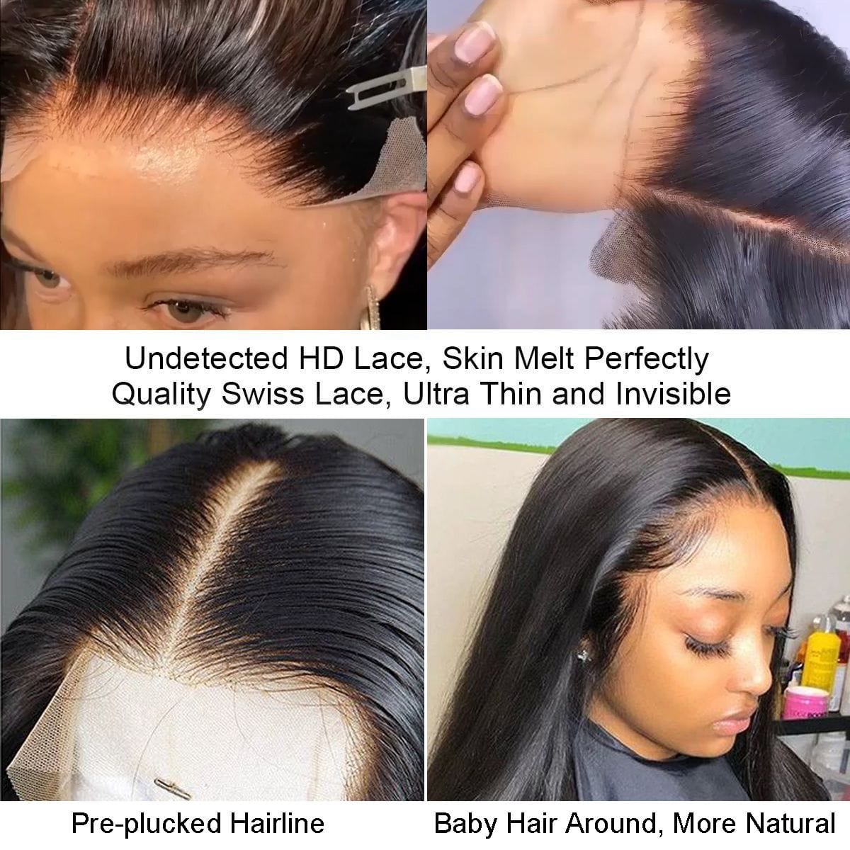 5X5 HD Lace Wig 150% Density All Textures Human Hair Wig 16-30 Inch #1B Natural Color