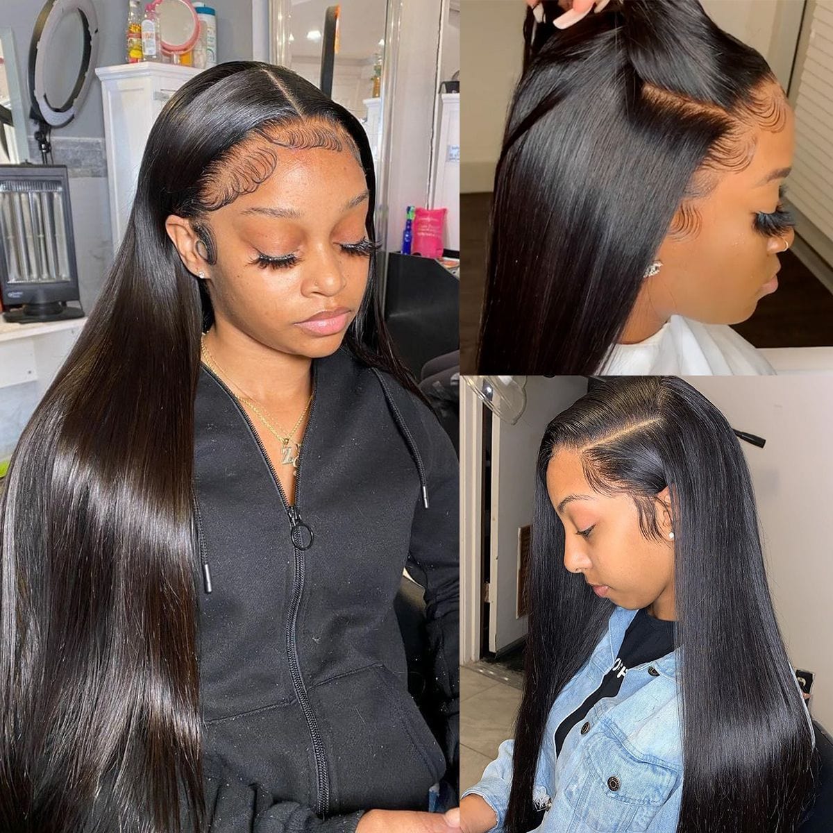 13X4 HD Lace Wig 150% Density All Textures Human Hair Wig 16-30 Inch #1B Natural Color
