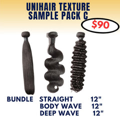 Unihair 10A straight body wave deep  Virgin Hair Sample Pack C -Free Shipping
