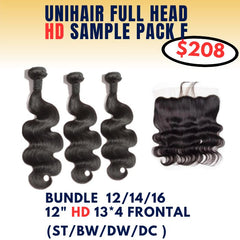 Unihair 10A Virgin Hair Full Head HD Sample Pack F-Free Shipping