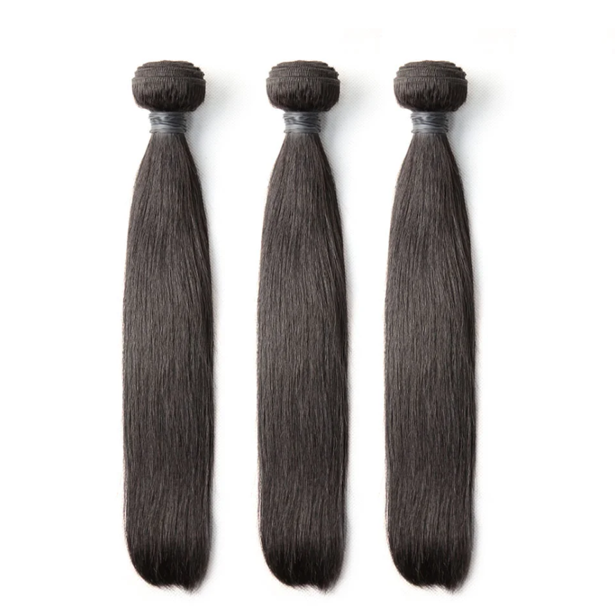 10A Straight Raw Virgin Hair Bundles #1B Natural Black 10-40inch All Cuticles Intact And Aligned