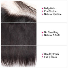 13X6 Lace Frontal Straight Swiss Lace #1B Natural Black 10-20inch 100% Virgin Human Hair