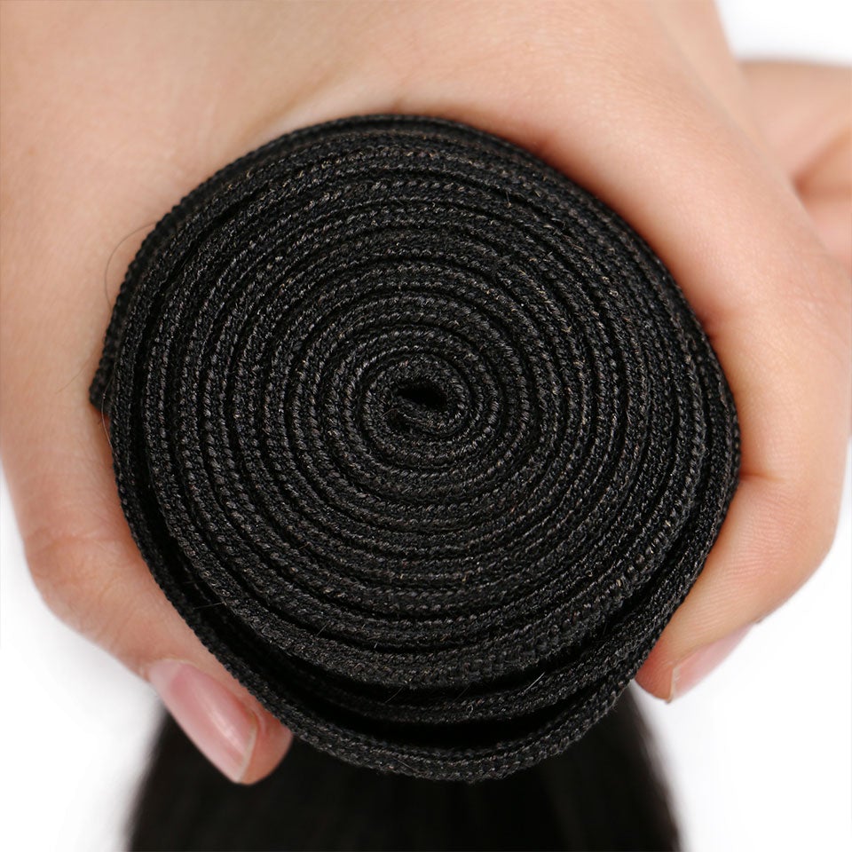 10A Straight Raw Virgin Hair Bundles #1B Natural Black 10-40inch All Cuticles Intact And Aligned