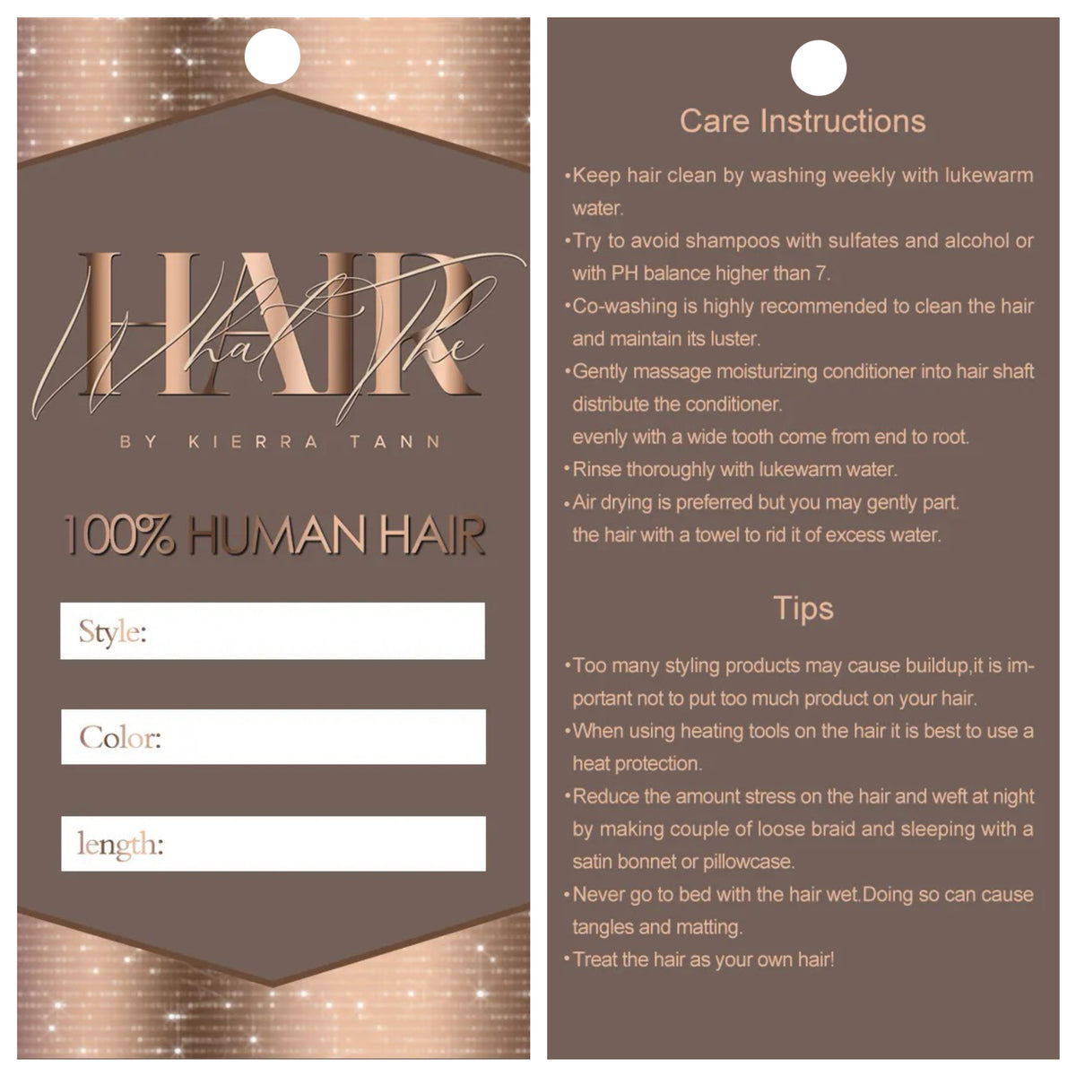 Unihair Free Design Custom Hair Extension Tags With Logo Printed Wigs Packaging